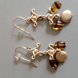 Hanging Bead and Gold-Tone Earrings
